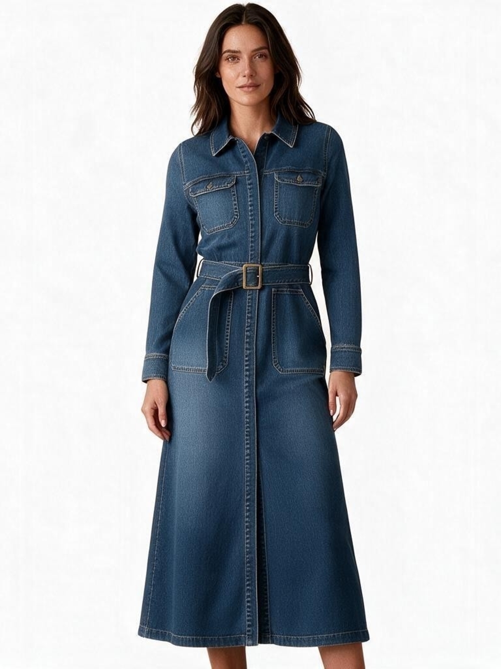 Bardot Martel Denim Utility Shirt Dress Belted Trench Blue Size 4